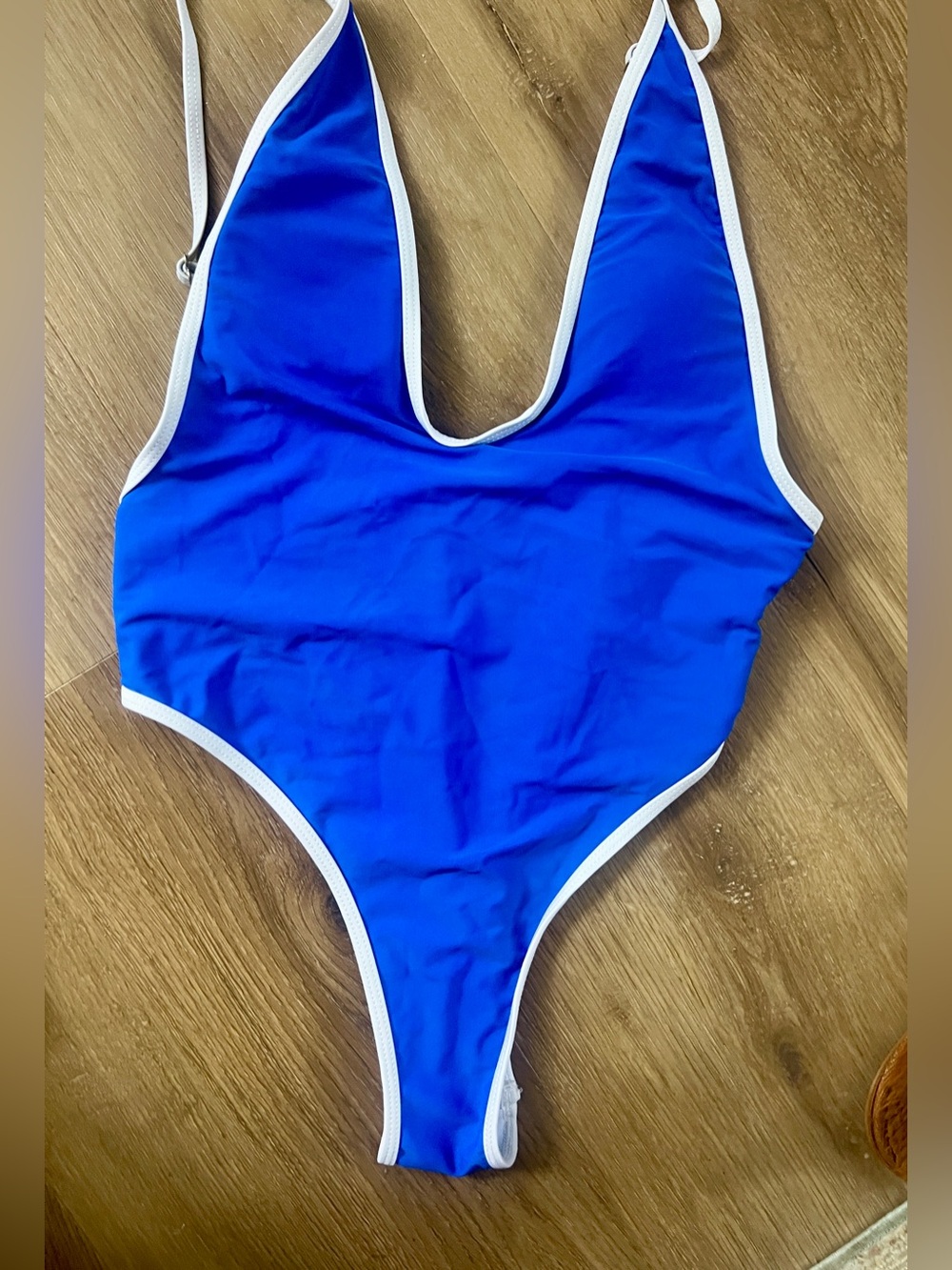 Women's Royal Blue One-Piece Swimsuit with White Trim